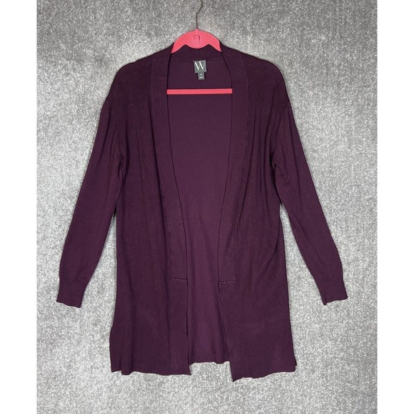 Worthington Knit Open Ribbed Cardigan Duster Womens Size Petite‎ PS Plum Purple - Picture 1 of 6